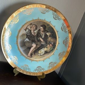 Kuba Porzellan Bavaria Germany Murillo Boys Eating Grape Decorative Platter EUC